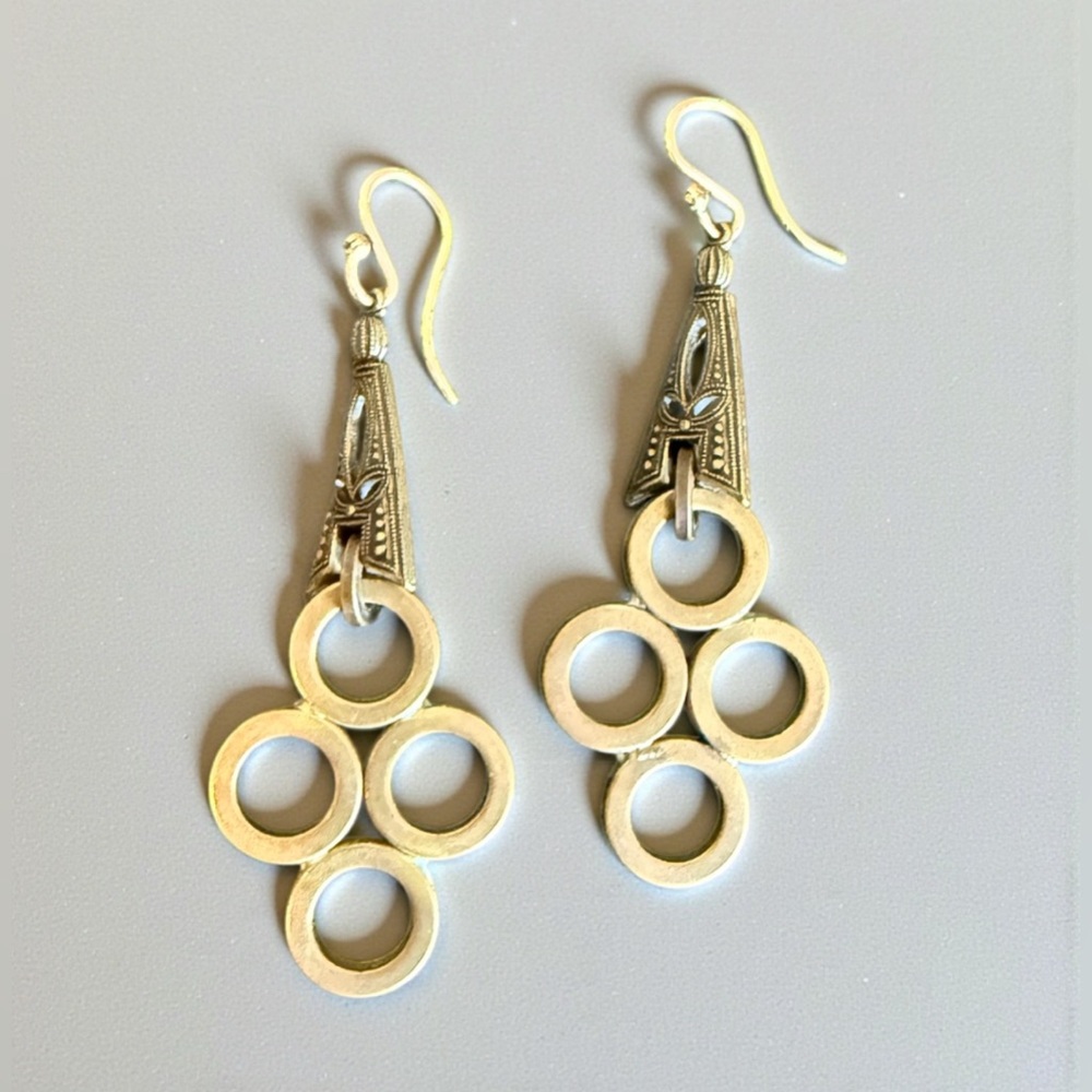 Mark Edge Four Circle Dangle Earrings - image 1